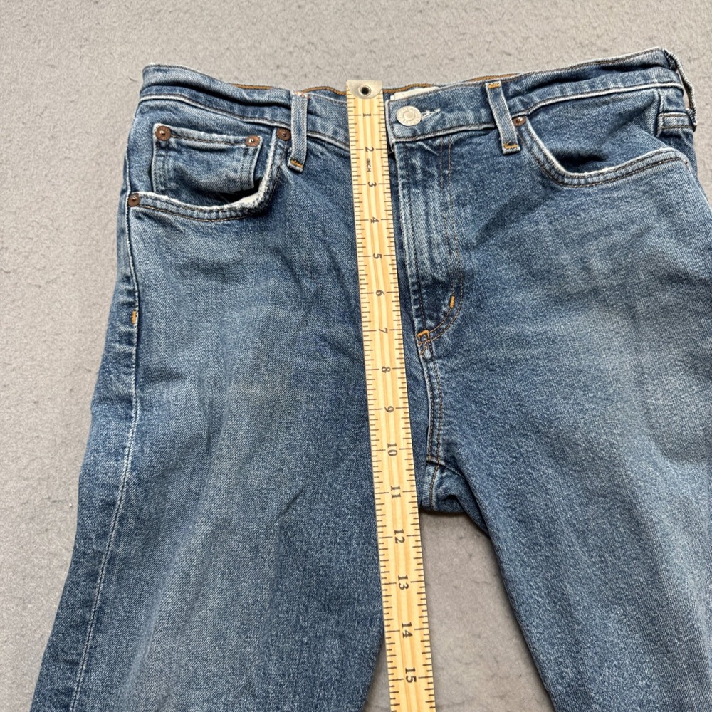 AGOLDE Jeans Women's 28 Blue Denim Straight Leg Mid Rise Classic Fit Distressed - Picture 6 of 7